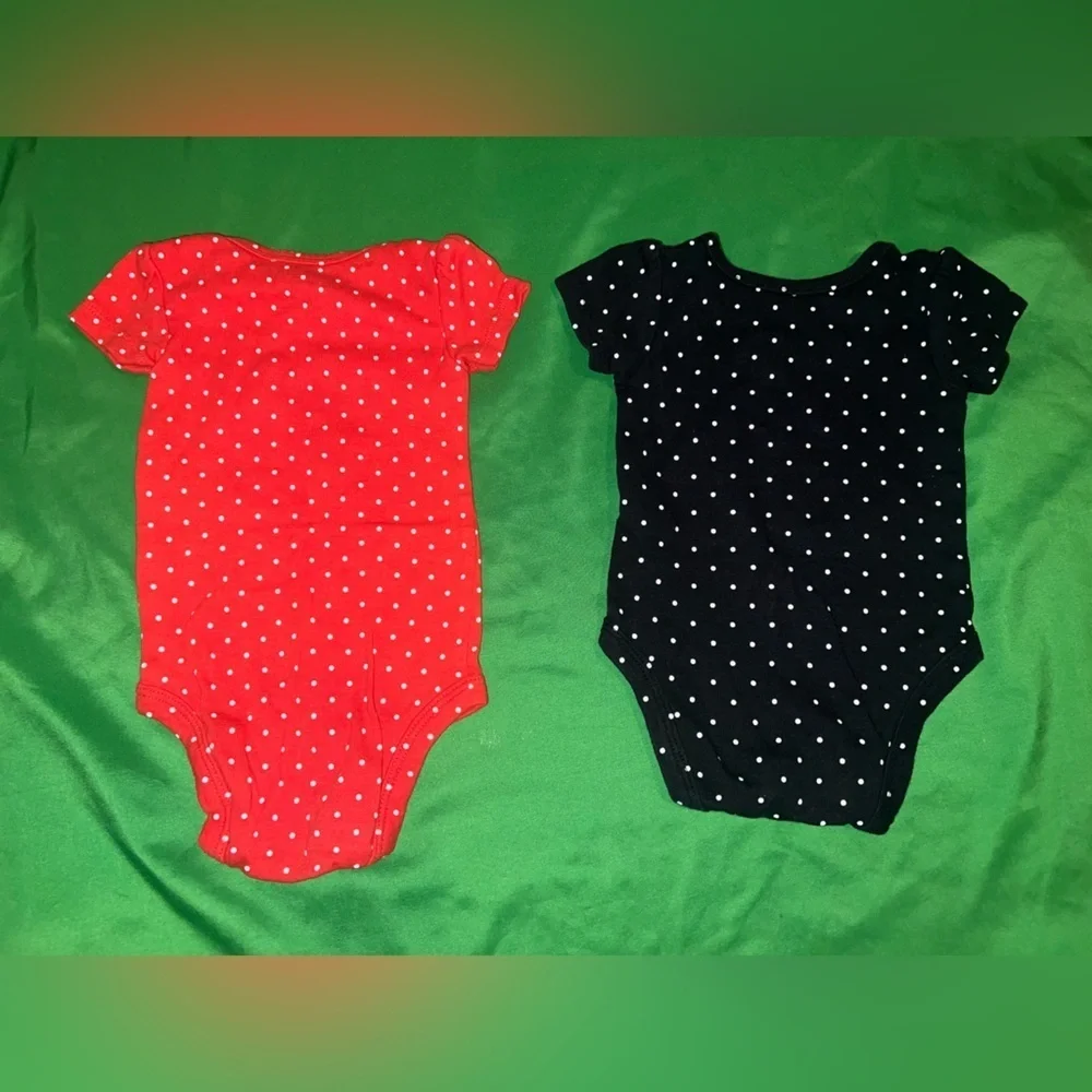 Carter's Red and Black Polka Dot Bodysuits 3 Months